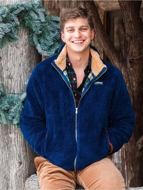 Kiel James Patrick The Vermont Moose Fleece Jacket Navy Blue Mens Medium